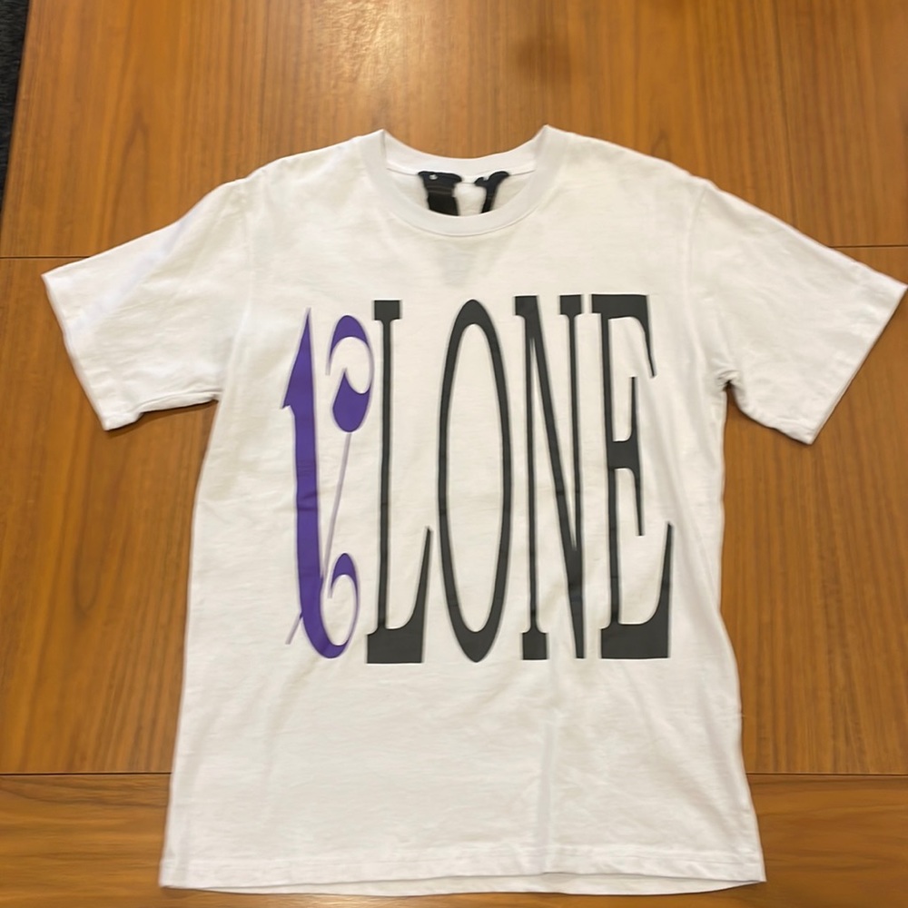 Vlone X Palm Angels White Purple Tee